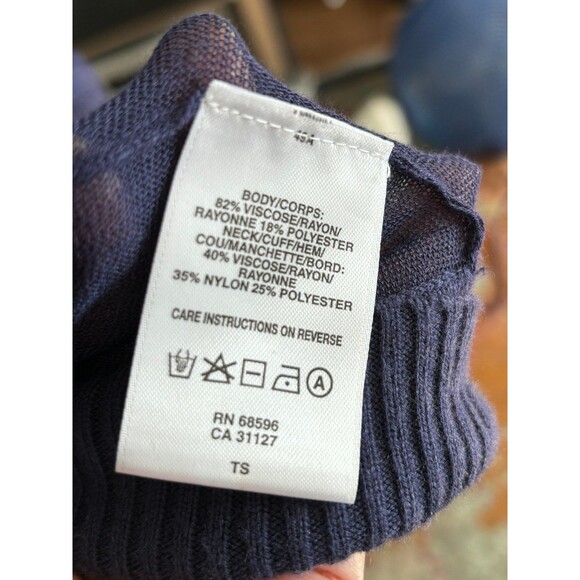 DKNY semi sheer navy top.  Size Large. - Picture 11 of 11